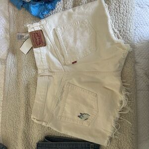 Levi's Cream Denim Shorts